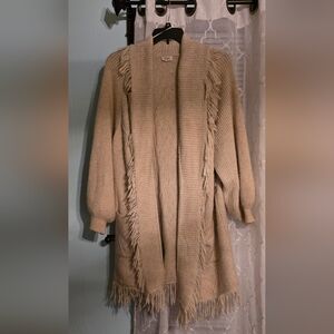 a.n.a Fringe Cardigan Sweater - Tan